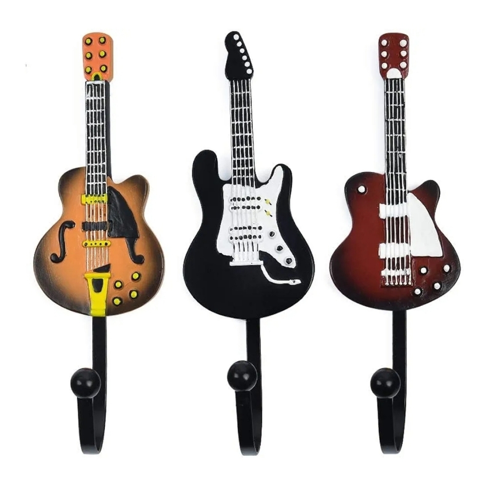 Guitar Shaped Wallโ Hooks Set